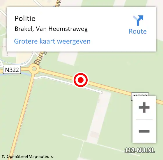 Locatie op kaart van de 112 melding: Politie Brakel, Van Heemstraweg op 30 november 2019 23:58