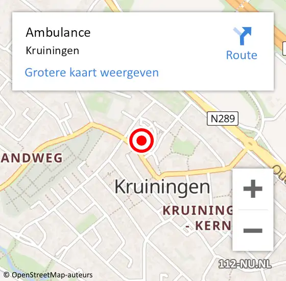 Locatie op kaart van de 112 melding: Ambulance Kruiningen op 1 december 2019 11:01
