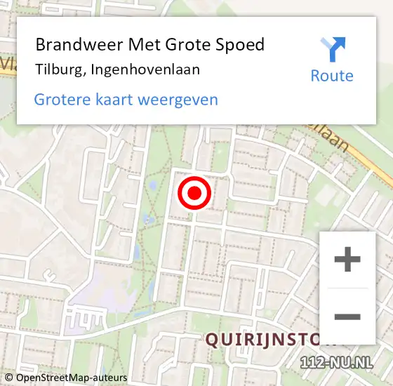 Locatie op kaart van de 112 melding: Brandweer Met Grote Spoed Naar Tilburg, Ingenhovenlaan op 1 december 2019 11:23