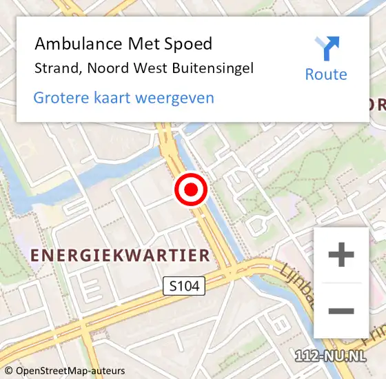 Locatie op kaart van de 112 melding: Ambulance Met Spoed Naar Strand, Noord West Buitensingel op 1 december 2019 11:48