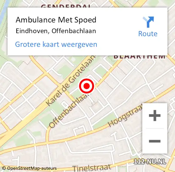 Locatie op kaart van de 112 melding: Ambulance Met Spoed Naar Eindhoven, Offenbachlaan op 1 december 2019 14:43