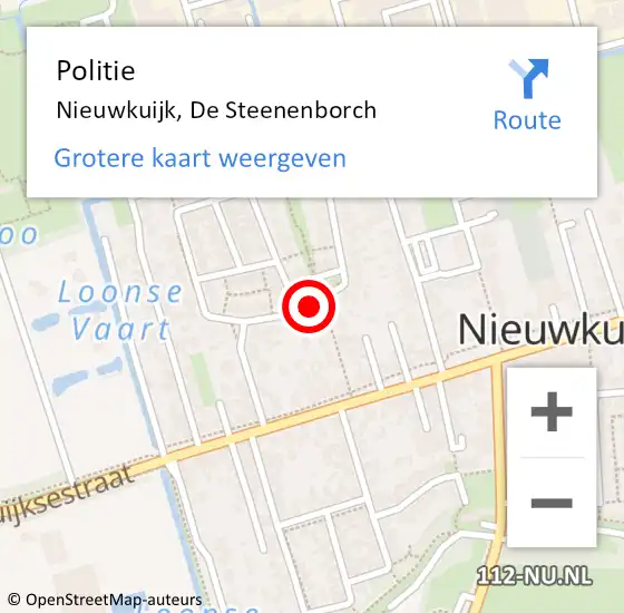 Locatie op kaart van de 112 melding: Politie Nieuwkuijk, De Steenenborch op 1 december 2019 15:50