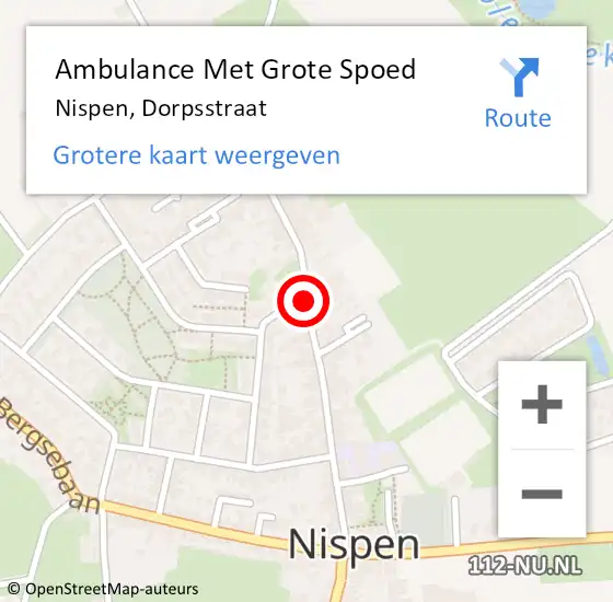 Locatie op kaart van de 112 melding: Ambulance Met Grote Spoed Naar Nispen, Dorpsstraat op 1 december 2019 15:51