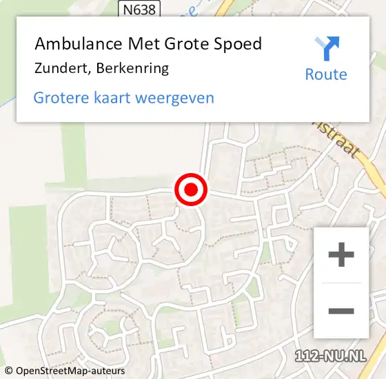 Locatie op kaart van de 112 melding: Ambulance Met Grote Spoed Naar Zundert, Berkenring op 1 december 2019 16:30