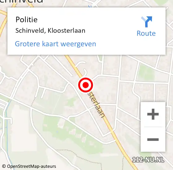 Locatie op kaart van de 112 melding: Politie Schinveld, Kloosterlaan op 1 december 2019 17:12