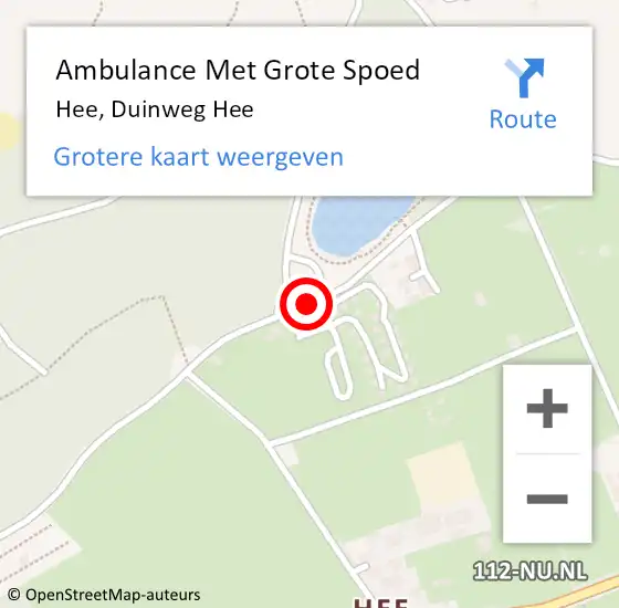 Locatie op kaart van de 112 melding: Ambulance Met Grote Spoed Naar Hee, Duinweg Hee op 2 december 2019 00:33