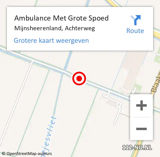 Locatie op kaart van de 112 melding: Ambulance Met Grote Spoed Naar Mijnsheerenland, Achterweg op 2 december 2019 08:21