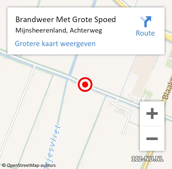 Locatie op kaart van de 112 melding: Brandweer Met Grote Spoed Naar Mijnsheerenland, Achterweg op 2 december 2019 08:26