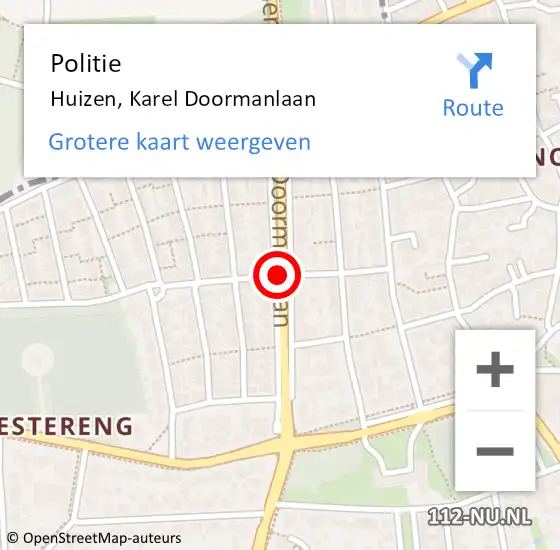 Locatie op kaart van de 112 melding: Politie Huizen, Karel Doormanlaan op 2 december 2019 08:53