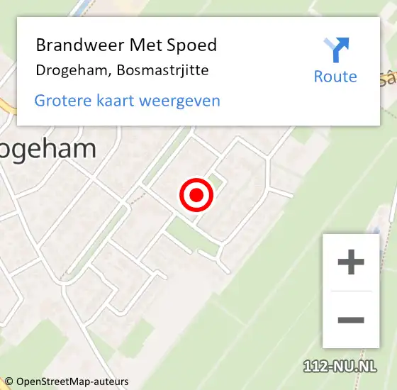Locatie op kaart van de 112 melding: Brandweer Met Spoed Naar Drogeham, Bosmastrjitte op 21 april 2014 16:06