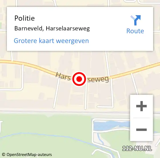 Locatie op kaart van de 112 melding: Politie Barneveld, Harselaarseweg op 2 december 2019 12:59