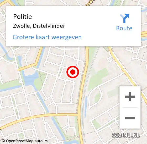 Locatie op kaart van de 112 melding: Politie Zwolle, Distelvlinder op 2 december 2019 17:01