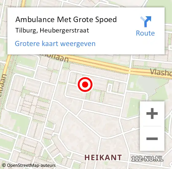 Locatie op kaart van de 112 melding: Ambulance Met Grote Spoed Naar Tilburg, Heubergerstraat op 2 december 2019 17:41