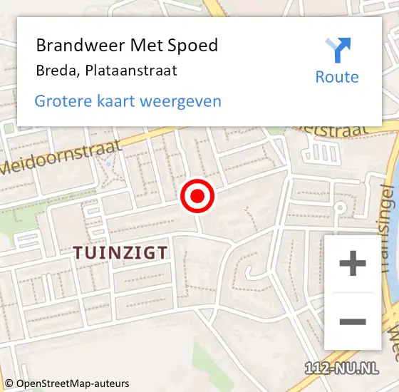 Locatie op kaart van de 112 melding: Brandweer Met Spoed Naar Breda, Plataanstraat op 2 december 2019 18:15