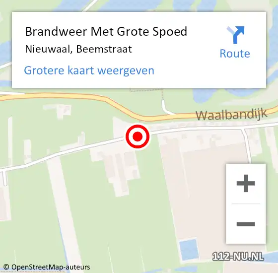 Locatie op kaart van de 112 melding: Brandweer Met Grote Spoed Naar Nieuwaal, Beemstraat op 2 december 2019 18:20