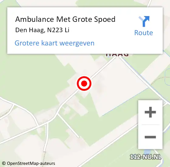 Locatie op kaart van de 112 melding: Ambulance Met Grote Spoed Naar Den Haag, N223 Li op 2 december 2019 18:44