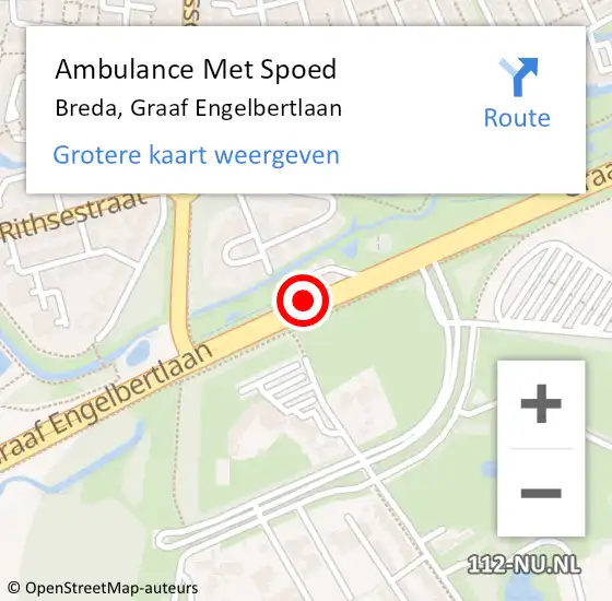 Locatie op kaart van de 112 melding: Ambulance Met Spoed Naar Breda, Graaf Engelbertlaan op 2 december 2019 19:39