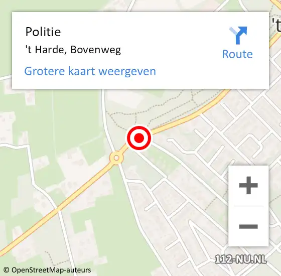 Locatie op kaart van de 112 melding: Politie 't Harde, Bovenweg op 3 december 2019 10:52
