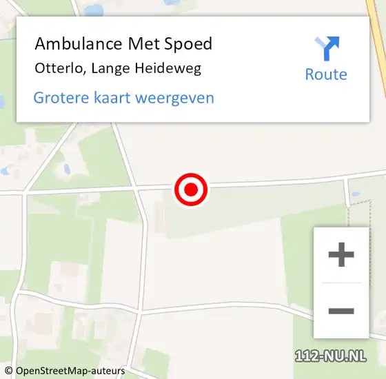 Locatie op kaart van de 112 melding: Ambulance Met Spoed Naar Otterlo, Lange Heideweg op 3 december 2019 13:16