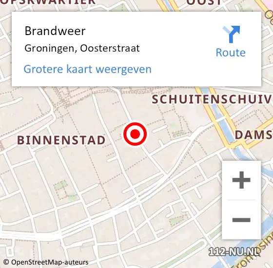 Locatie op kaart van de 112 melding: Brandweer Groningen, Oosterstraat op 3 december 2019 13:17