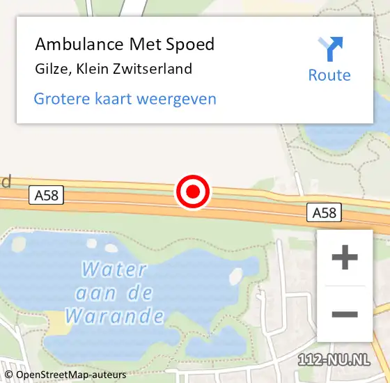 Locatie op kaart van de 112 melding: Ambulance Met Spoed Naar Gilze, Klein Zwitserland op 3 december 2019 13:17