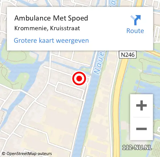 Locatie op kaart van de 112 melding: Ambulance Met Spoed Naar Krommenie, Kruisstraat op 3 december 2019 15:31