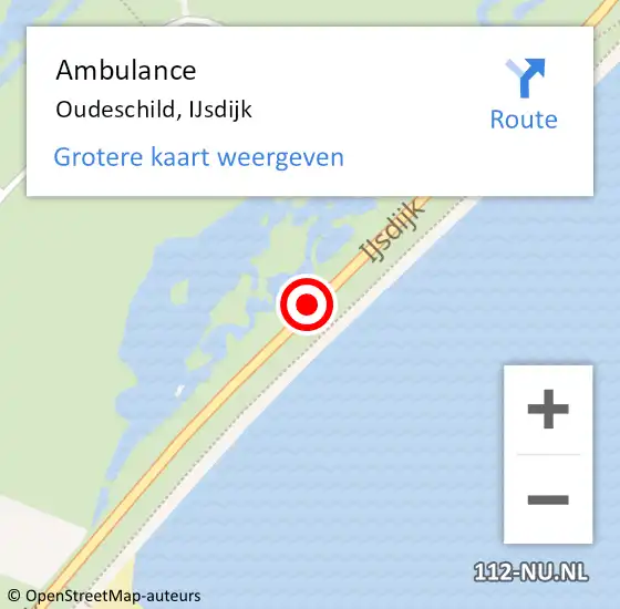 Locatie op kaart van de 112 melding: Ambulance Oudeschild, IJsdijk op 3 december 2019 17:19