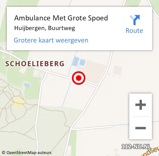 Locatie op kaart van de 112 melding: Ambulance Met Grote Spoed Naar Huijbergen, Buurtweg op 21 april 2014 19:23