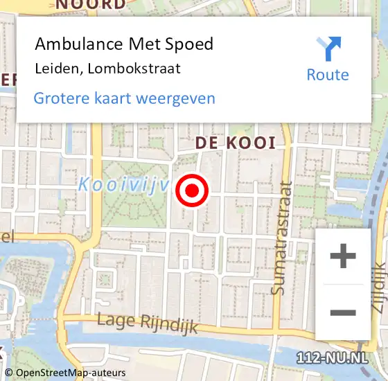 Locatie op kaart van de 112 melding: Ambulance Met Spoed Naar Leiden, Lombokstraat op 3 december 2019 18:45
