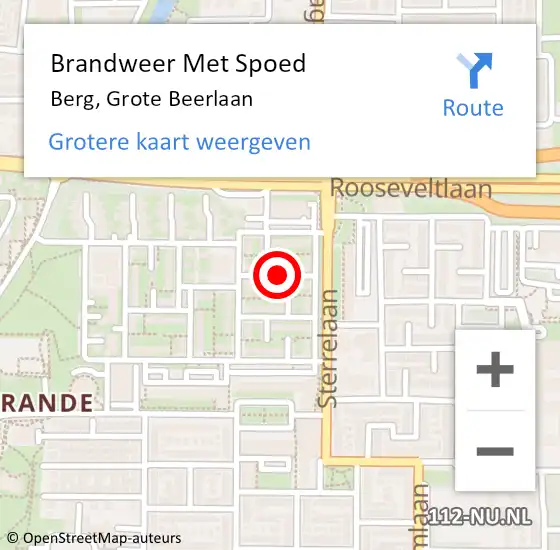 Locatie op kaart van de 112 melding: Brandweer Met Spoed Naar Bergen, Grote Beerstraat op 3 december 2019 22:28