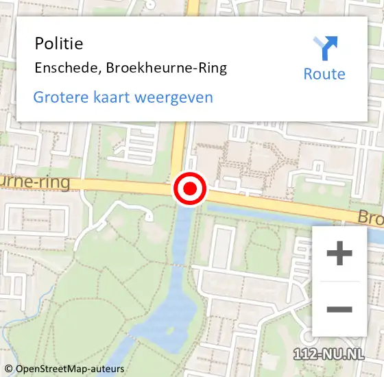 Locatie op kaart van de 112 melding: Politie Enschede, Broekheurne-Ring op 4 december 2019 08:28