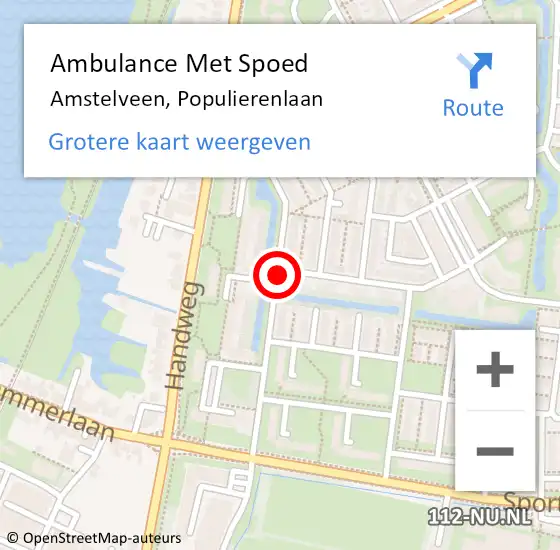 Locatie op kaart van de 112 melding: Ambulance Met Spoed Naar Amstelveen, Populierenlaan op 4 december 2019 13:23