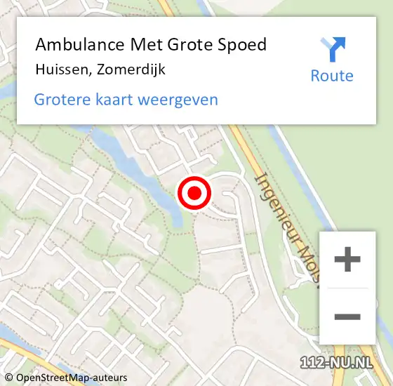 Locatie op kaart van de 112 melding: Ambulance Met Grote Spoed Naar Huissen, Zomerdijk op 4 december 2019 19:25