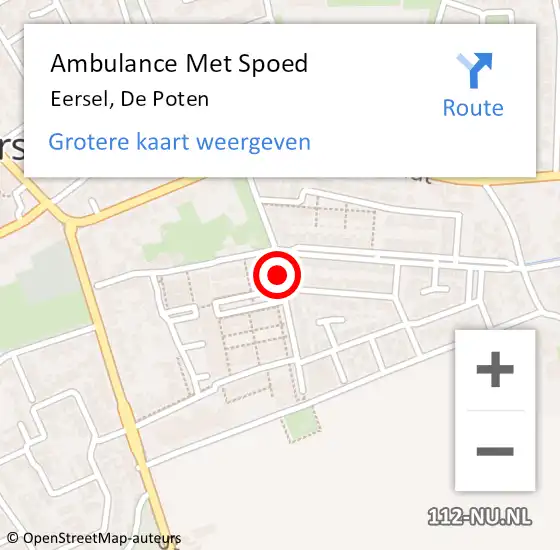 Locatie op kaart van de 112 melding: Ambulance Met Spoed Naar Eersel, De Poten op 4 december 2019 20:57