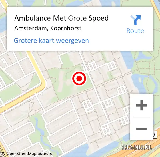 Locatie op kaart van de 112 melding: Ambulance Met Grote Spoed Naar Amsterdam, Koornhorst op 4 december 2019 21:24