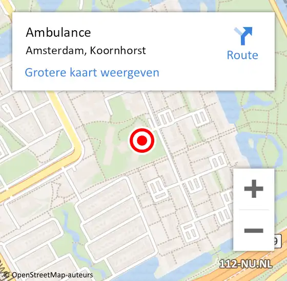 Locatie op kaart van de 112 melding: Ambulance Amsterdam, Koornhorst op 4 december 2019 21:40