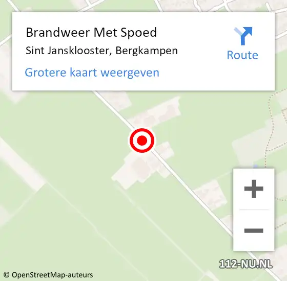Locatie op kaart van de 112 melding: Brandweer Met Spoed Naar Sint Jansklooster, Bergkampen op 21 april 2014 22:51
