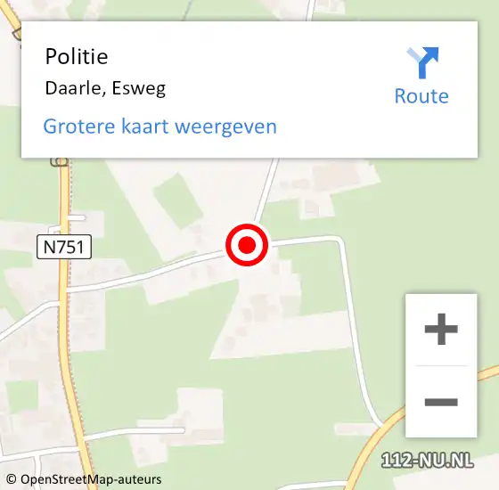 Locatie op kaart van de 112 melding: Politie Daarle, Esweg op 5 december 2019 06:59