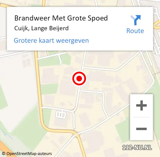 Locatie op kaart van de 112 melding: Brandweer Met Grote Spoed Naar Cuijk, Lange Beijerd op 5 december 2019 11:45