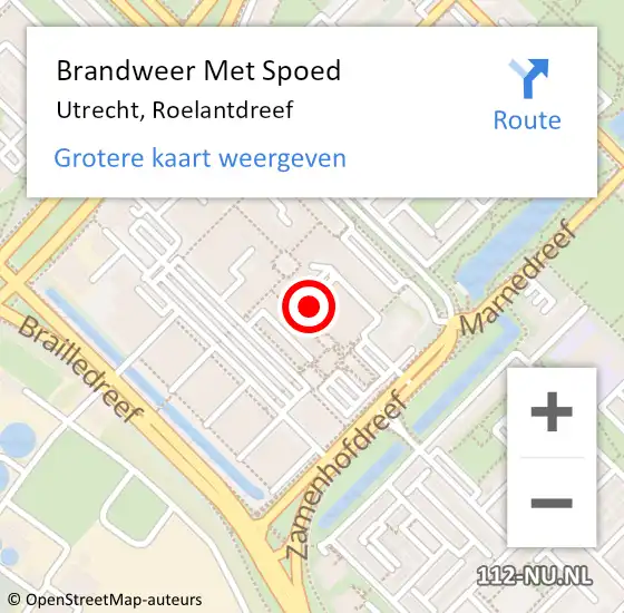 Locatie op kaart van de 112 melding: Brandweer Met Spoed Naar Utrecht, Roelantdreef op 5 december 2019 14:15