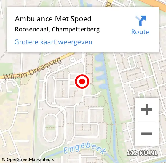 Locatie op kaart van de 112 melding: Ambulance Met Spoed Naar Roosendaal, Champetterberg op 5 december 2019 14:25