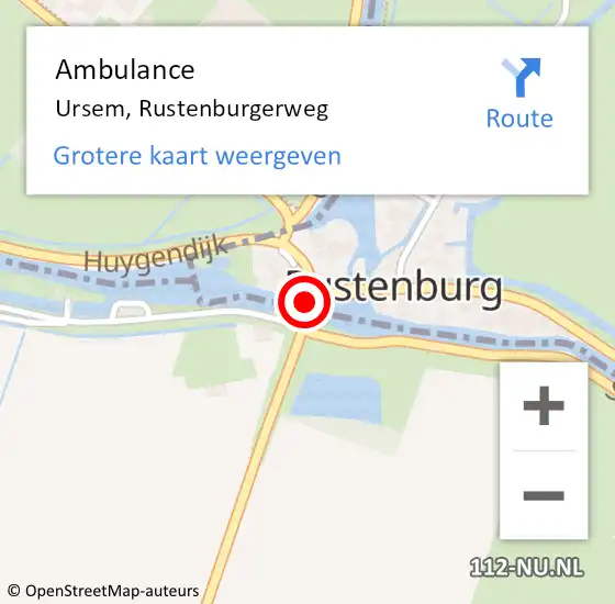 Locatie op kaart van de 112 melding: Ambulance Ursem, Rustenburgerweg op 5 december 2019 15:42