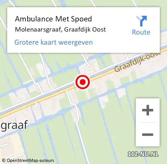 Locatie op kaart van de 112 melding: Ambulance Met Spoed Naar Molenaarsgraaf, Graafdijk Oost op 5 december 2019 22:07