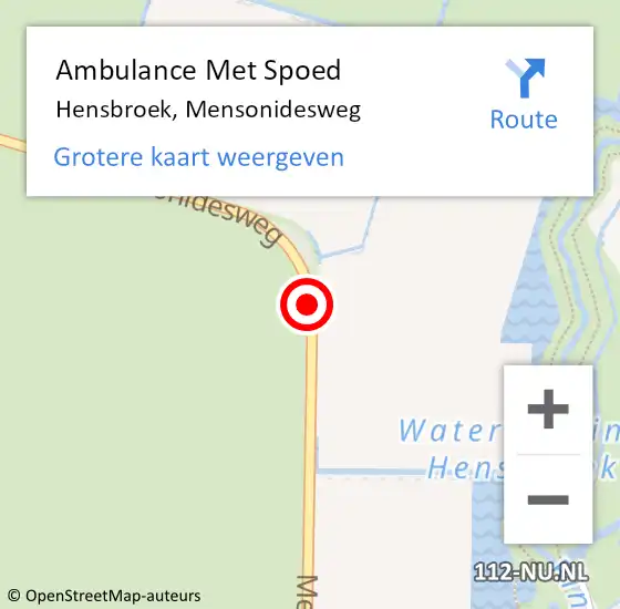 Locatie op kaart van de 112 melding: Ambulance Met Spoed Naar Hensbroek, Mensonidesweg op 6 december 2019 00:30