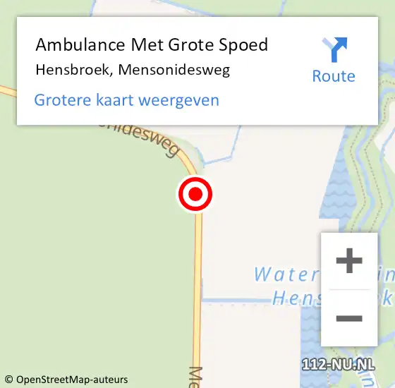 Locatie op kaart van de 112 melding: Ambulance Met Grote Spoed Naar Hensbroek, Mensonidesweg op 6 december 2019 01:17