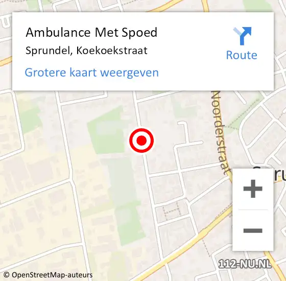 Locatie op kaart van de 112 melding: Ambulance Met Spoed Naar Sprundel, Koekoekstraat op 6 december 2019 09:57