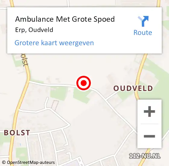 Locatie op kaart van de 112 melding: Ambulance Met Grote Spoed Naar Erp, Oudveld op 22 april 2014 05:50