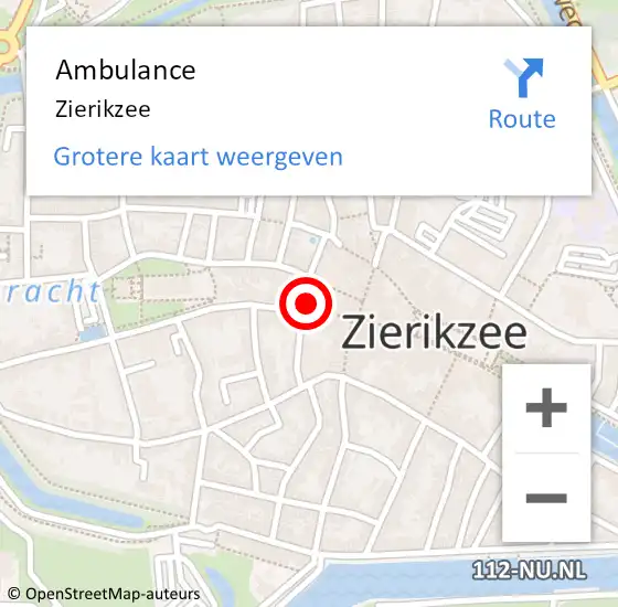 Locatie op kaart van de 112 melding: Ambulance Zierikzee op 6 december 2019 10:47