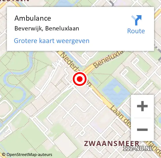 Locatie op kaart van de 112 melding: Ambulance Beverwijk, Beneluxlaan op 6 december 2019 11:50