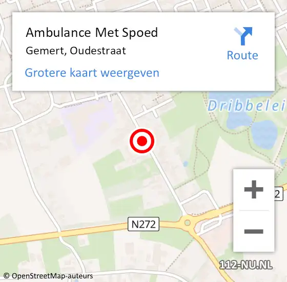Locatie op kaart van de 112 melding: Ambulance Met Spoed Naar Gemert, Oudestraat op 6 december 2019 13:59